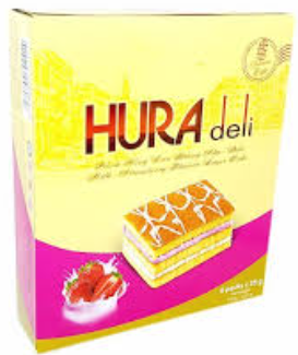 10236 - [HURA deli] スポンジケーキ イチゴミルク味 6個入り 168g